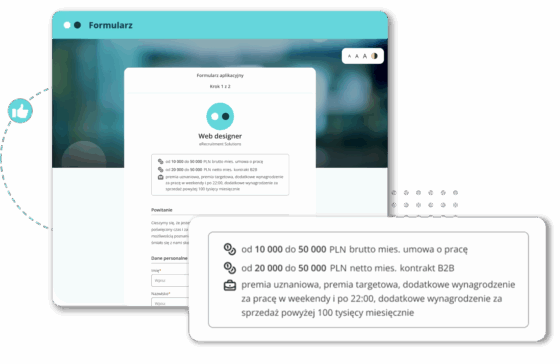 widełki wynagrodzenia w formularzu aplikacyjnym